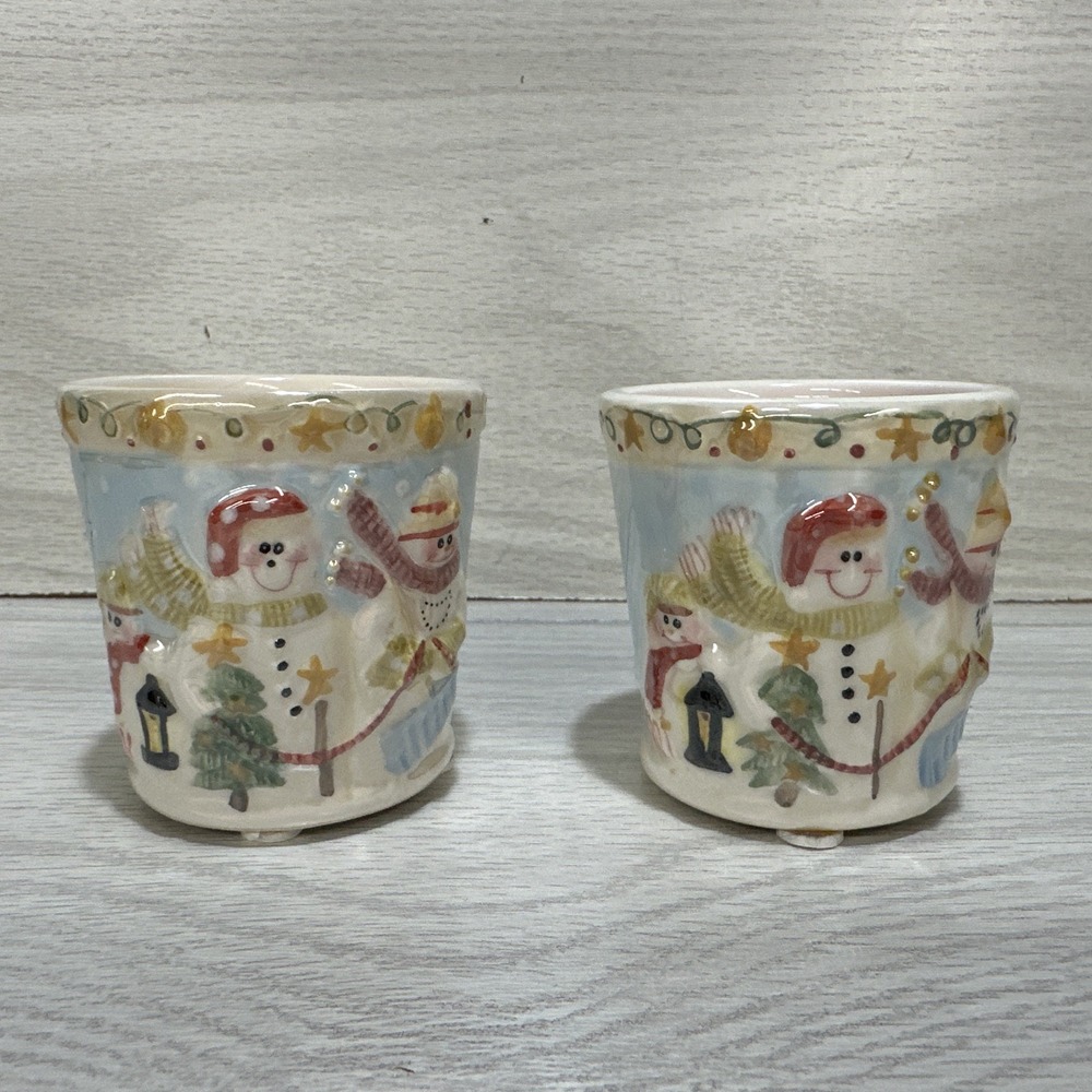 YANKEE CANDLE Votive Holders Snowman‎ Winter Holiday Christmas (Set Of 2)